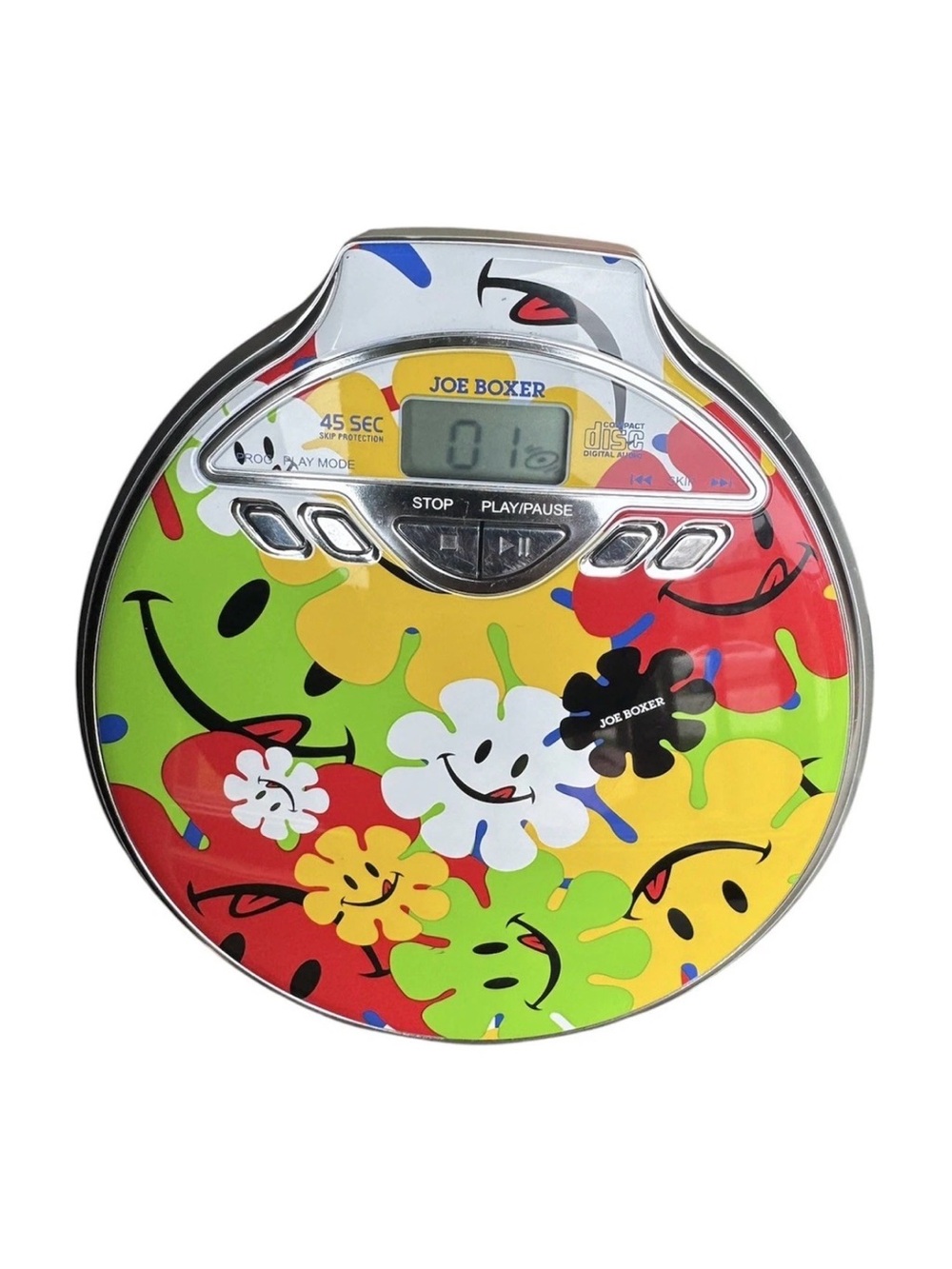 Vintage Rare 2003 Joe Boxer Smiley Face Graphic Portable CD Player Tested WORKS